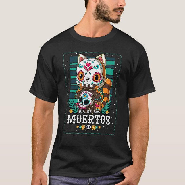 Dia De Los Muertos Red Panda T-Shirt (Front)