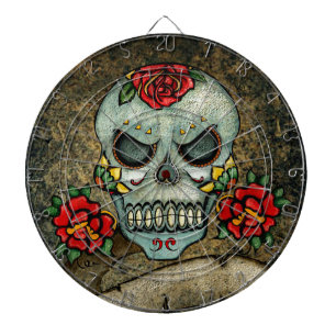 Dia De Los Muertos Rose Sugar Skull Dartboard