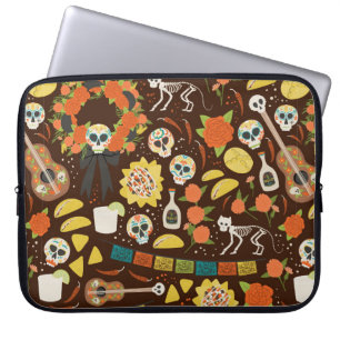 Dia De Los Muertos seamless pattern hand drawn car Laptop Sleeve