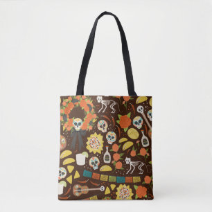 Dia De Los Muertos seamless pattern hand drawn car Tote Bag