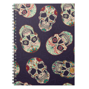 Dia de los muertos seamless pattern with sugar sku notebook