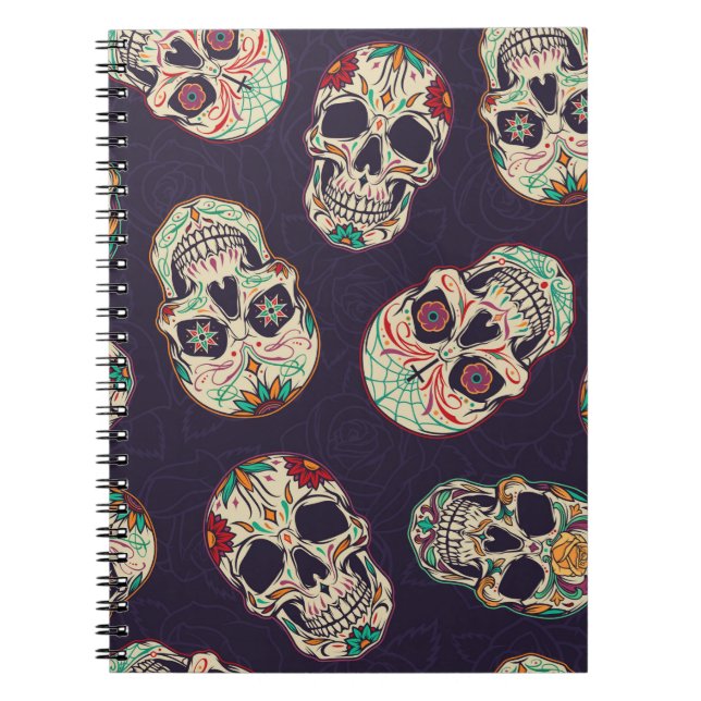 Dia de los muertos seamless pattern with sugar sku notebook (Front)