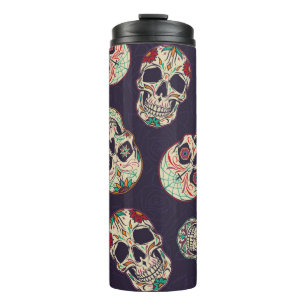 Dia de los muertos seamless pattern with sugar sku thermal tumbler
