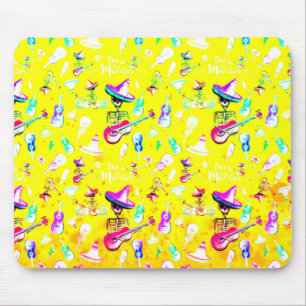 Dia De Los Muertos-Skeleton and Musical Instrument Mouse Pad