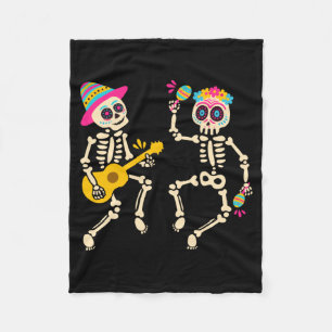 Dia De Los Muertos Skeleton Dancing Skull Day Of Fleece Blanket