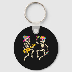 Dia De Los Muertos Skeleton Dancing Skull Day Of Key Ring