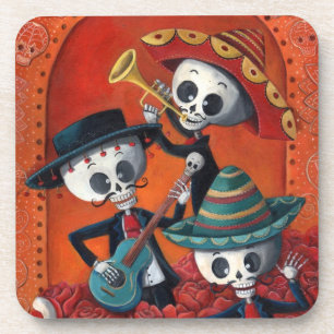 Dia de Los Muertos Skeleton Mariachi Trio Coaster