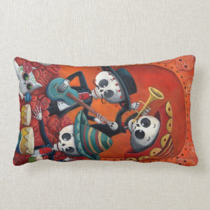Dia de Los Muertos Skeleton Mariachi Trio Lumbar Cushion