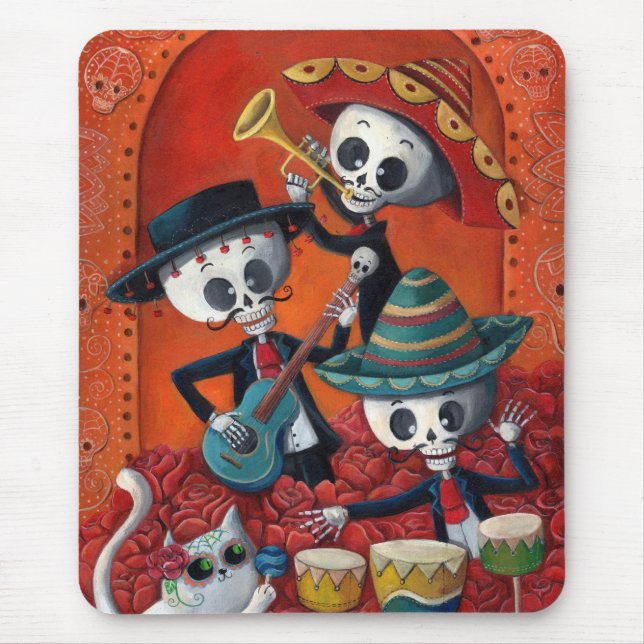 Dia de Los Muertos Skeleton Mariachi Trio Mouse Pad (Front)