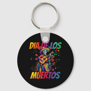 Dia De Los Muertos Skeleton Play Guitar Day Of Key Ring