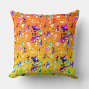 Dia De Los Muertos- Skeleton Playing a Guitar Cushion