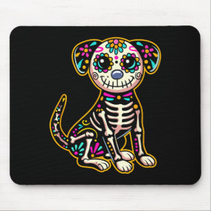 Dia De Los Muertos Skeleton Sugar Skull Dog Day Of Mouse Pad