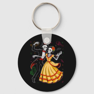 Dia De Los Muertos Skeletons Dancing Mexican Day Key Ring