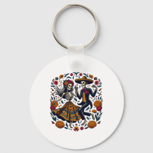 Dia De Los Muertos Skeletons Dancing Mexican Day O Key Ring