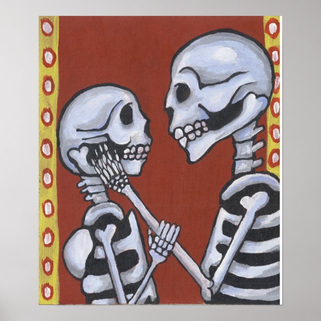 dia de los muertos skeletons in love print (Front)