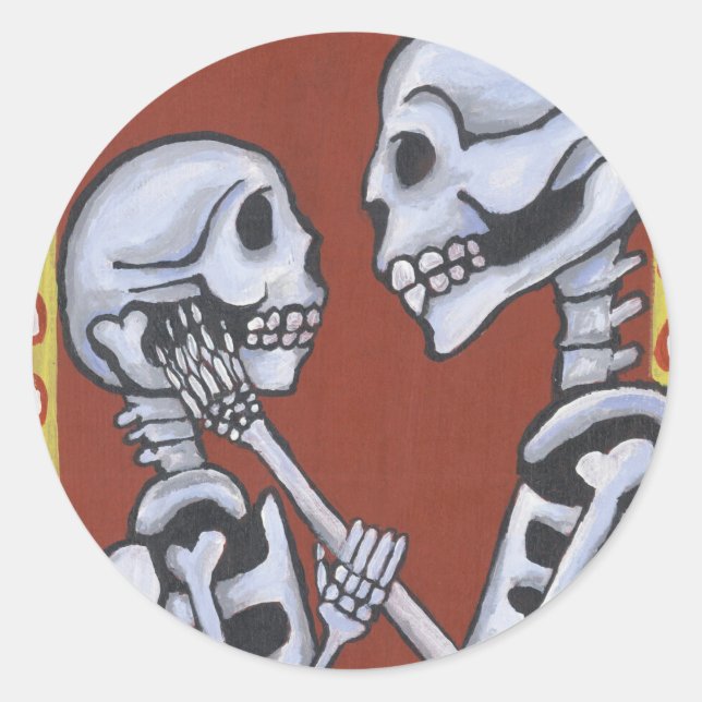 Dia de los muertos skeletons in love sticker (Front)