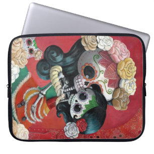 Dia de Los Muertos Skeletons Mother and Daughter Laptop Sleeve