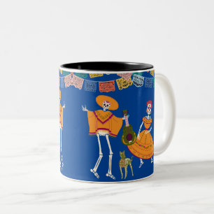 Dia De Los Muertos Skeletons Two-Tone Coffee Mug
