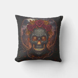Día de los Muertos Skull, Gothic throw pillow