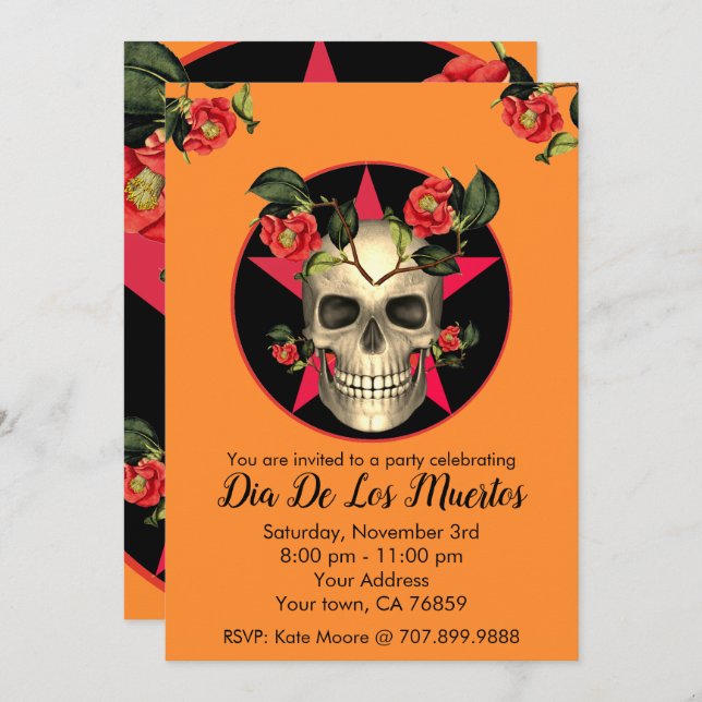 Dia De Los Muertos Skull Party Invitation (Front/Back)