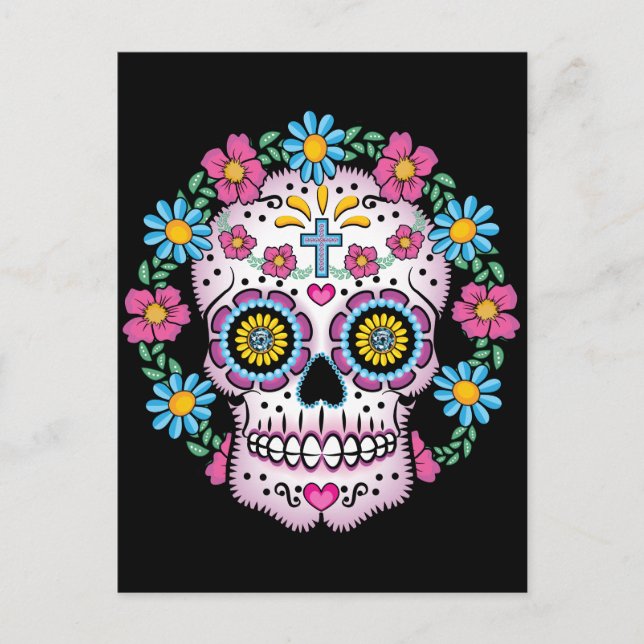 Dia de los Muertos Skull Postcard (Front)