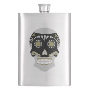 Día De Los Muertos Skull Print Hip Flask
