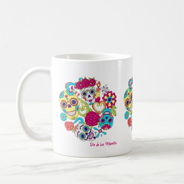 Dia de Los Muertos Skulls Coffee Mug (Left)