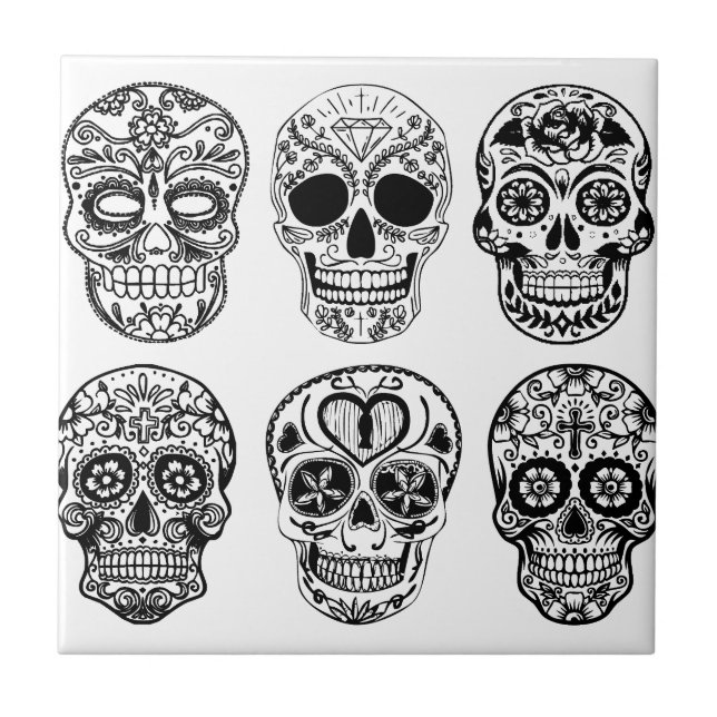 Dia de los Muertos Skulls (Day of the Dead) Tile (Front)
