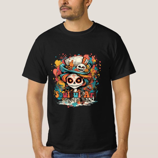 Dia De Los Muertos, Soulful Art T-Shirt (Front)