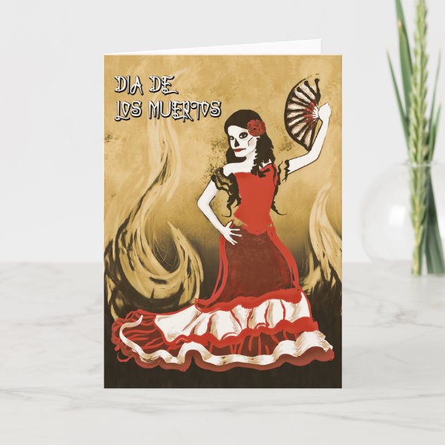 dia de los muertos spanish dancer card (Front)