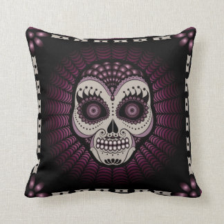 Dia de los Muertos spiderweb skull pillow
