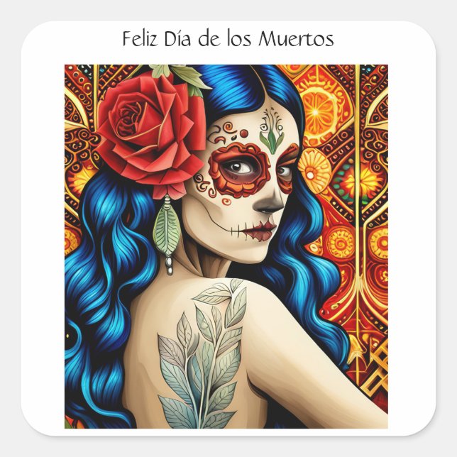 Día de los Muertos  Square Sticker (Front)