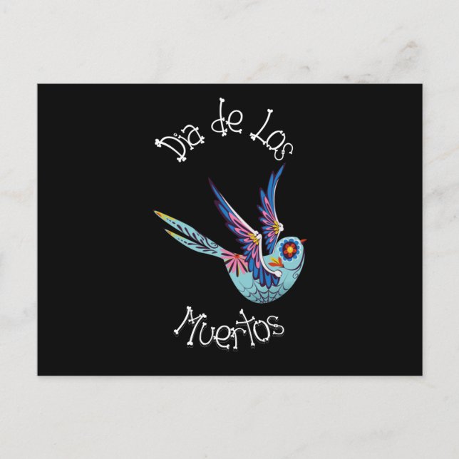 Dia de los Muertos- Sugar Candy Bird Postcard (Front)