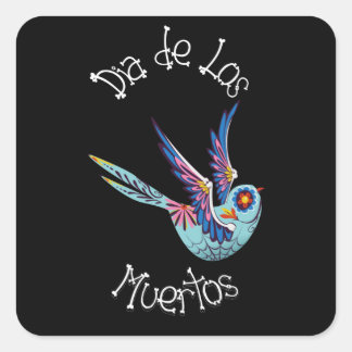Dia de los Muertos- Sugar Candy Bird Square Sticker