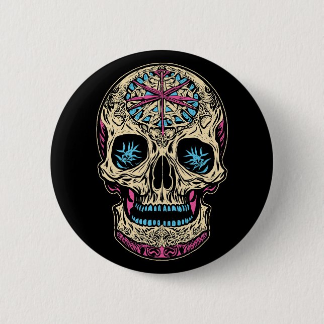 Dia De Los Muertos Sugar Skull 6 Cm Round Badge (Front)