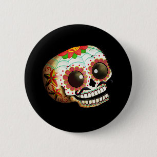Dia de Los Muertos Sugar Skull Art 6 Cm Round Badge