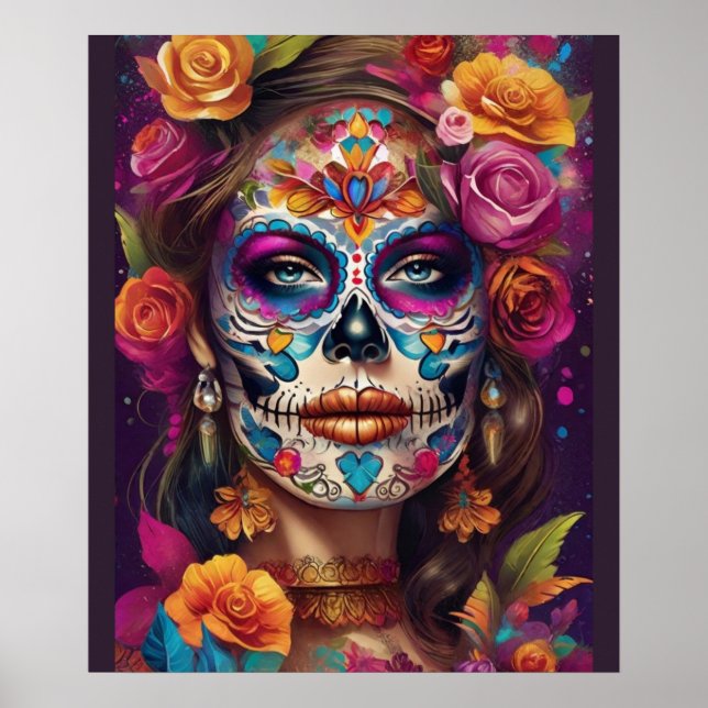 Dia de los Muertos Sugar Skull Beauty Poster (Front)