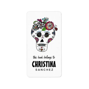 Dia de Los Muertos, Sugar Skull, Bookplates Label