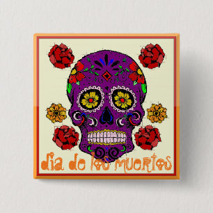 Dia de los muertos -- Sugar Skull Button