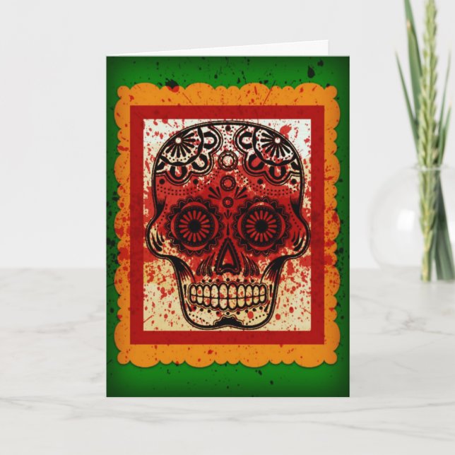 Dia De Los Muertos Sugar Skull Card (Front)