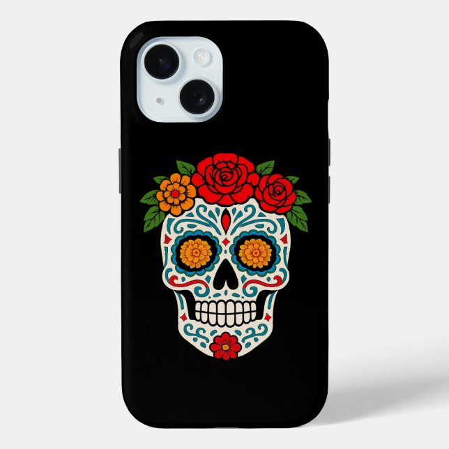 Día de los Muertos Sugar Skull Case-Mate iPhone Case (Back)