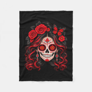 Dia de los muertos sugar skull catrina dead day fleece blanket