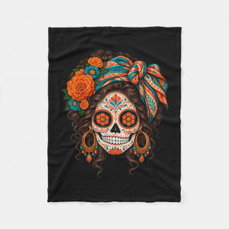 Dia de los muertos sugar skull catrina dead day fleece blanket