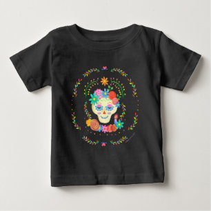Día de los Muertos Sugar Skull Circular Design Baby T-Shirt