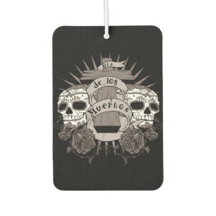 Dia De Los Muertos Sugar Skull Cross Roses Car Air Freshener