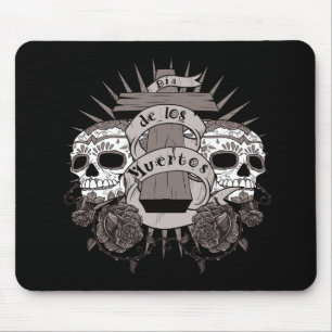 Dia De Los Muertos Sugar Skull Cross Roses Mouse Pad
