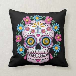 Dia de los Muertos Sugar Skull Cushion