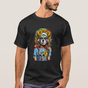 Dia de los Muertos Sugar Skull Day of the Dead Cat T-Shirt