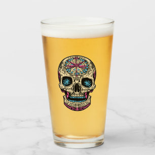 Dia De Los Muertos Sugar Skull Glass