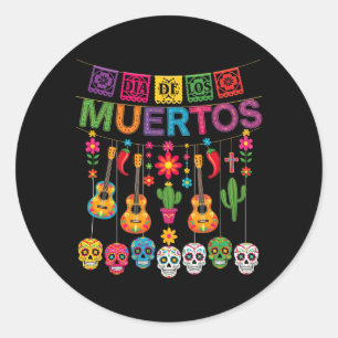 Dia-De-Los-Muertos Sugar Skull Hanging Classic Round Sticker